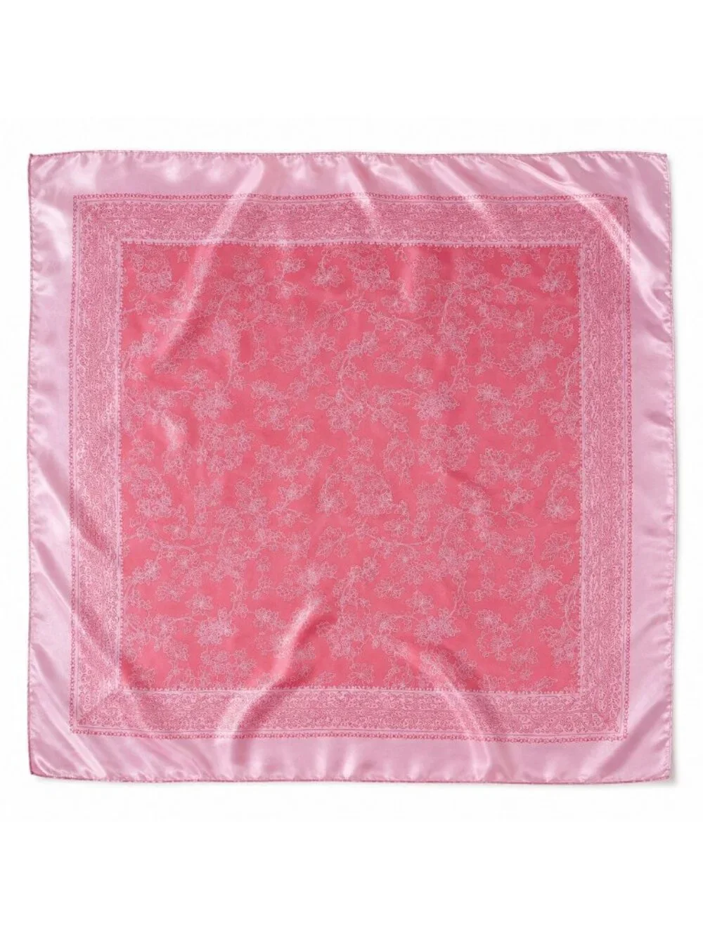 Pink Floral Paisley Wild Rag Scarf 35x35 Satin Western Cowgirl Bandana